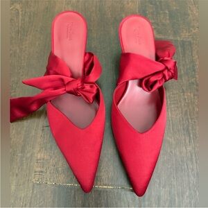 BRAND NEW Reformation X Nara Smith Milk Glass Heeled Mules Lipstick Red Sz 8.5